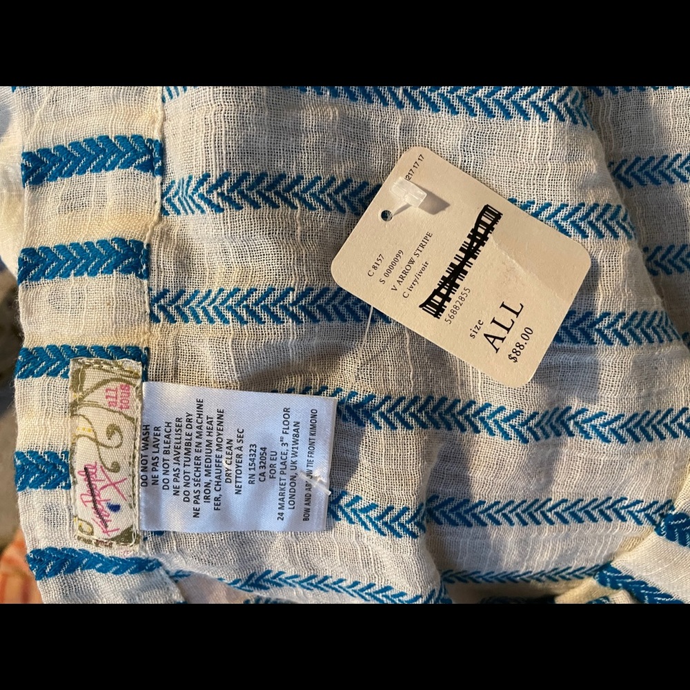 Free People Bow Arrow Tie Front Kimono Blue - Picture 5 of 6